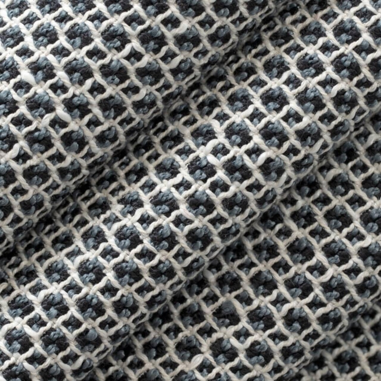Blue Small Scale Textured Upholstery Fabric by The Yard - SKU: Faith Indigo